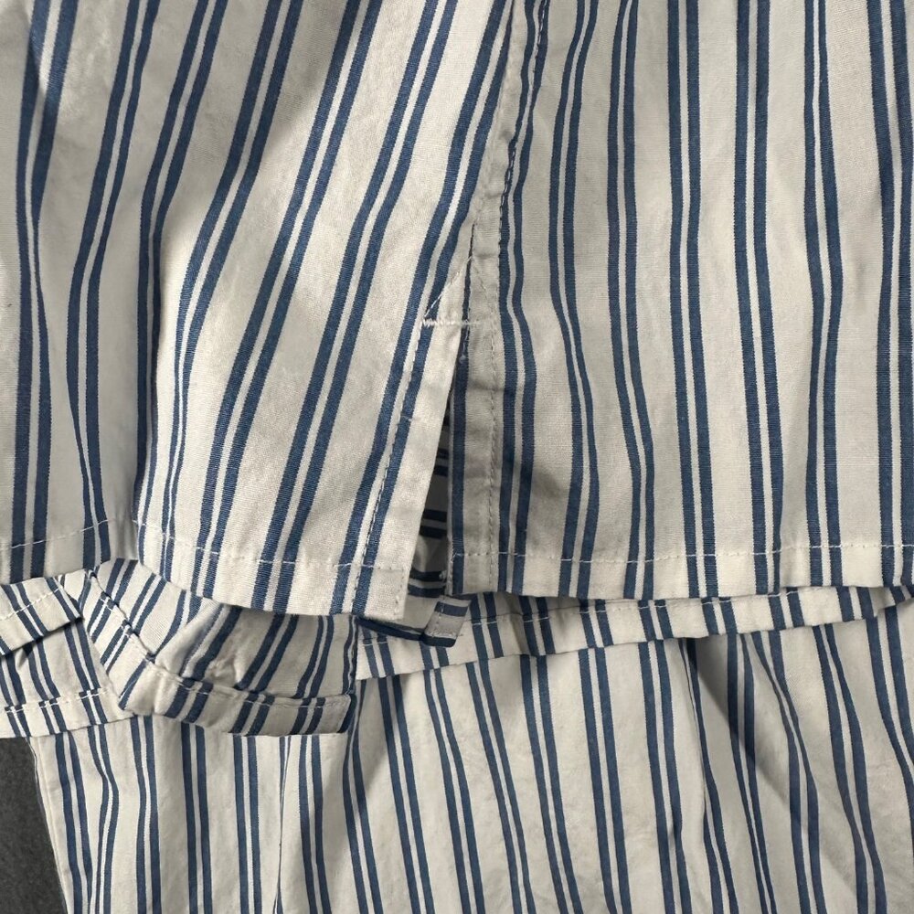Lake L Poplin Chloe Pajama Set Seaport Shoreline Stripe Blue White 2 Pc Cotton - Picture 7 of 15